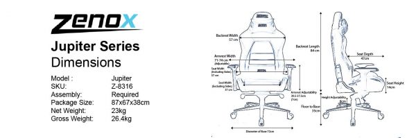 Zenox Jupiter Series Racing Chair 木星電競椅(黑色)
