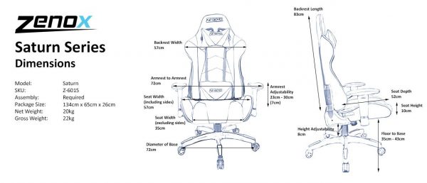 Zenox Saturn Series Racing Chair 土星電競椅(黑色)
